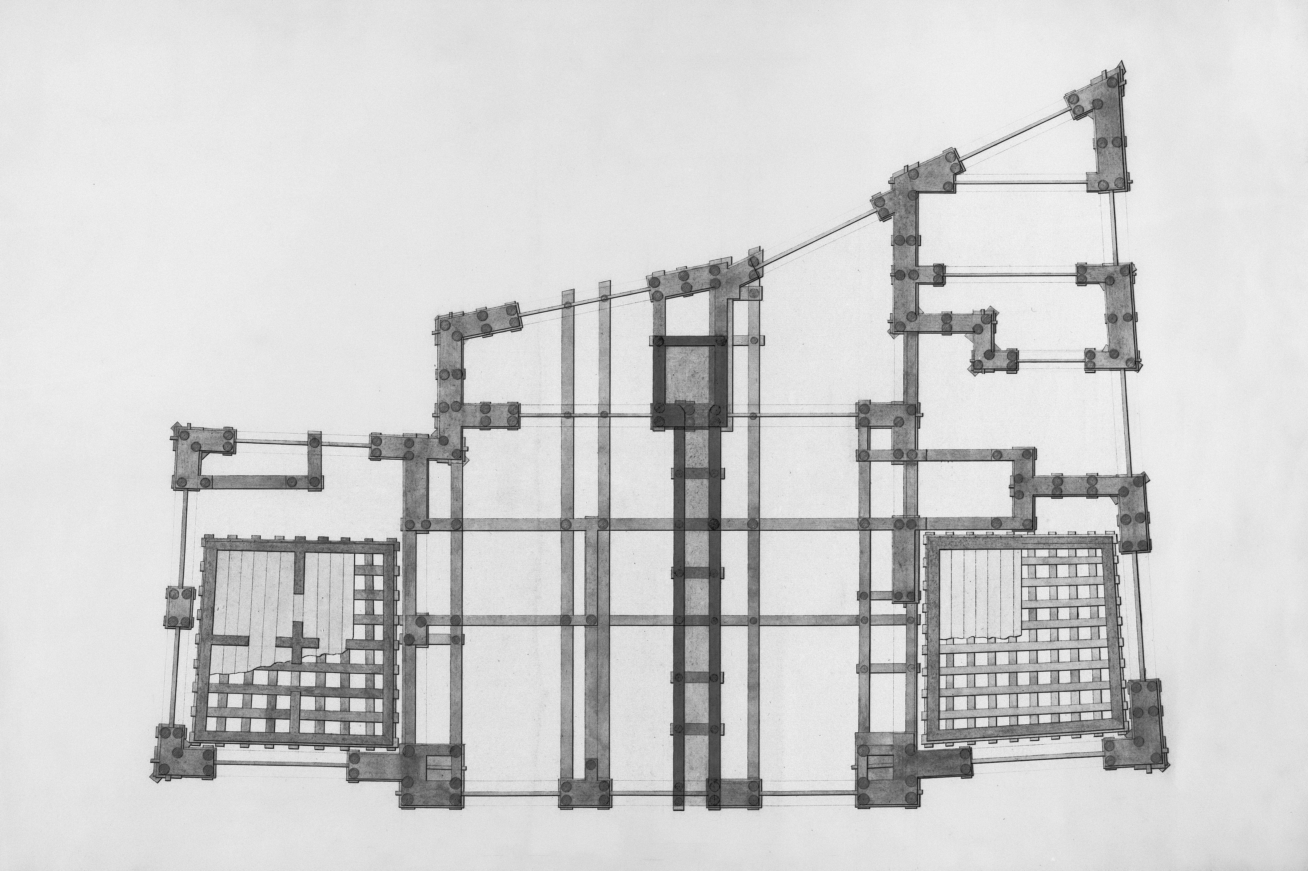 Modern Web App Authentication - A black and white photo of a plan of a building